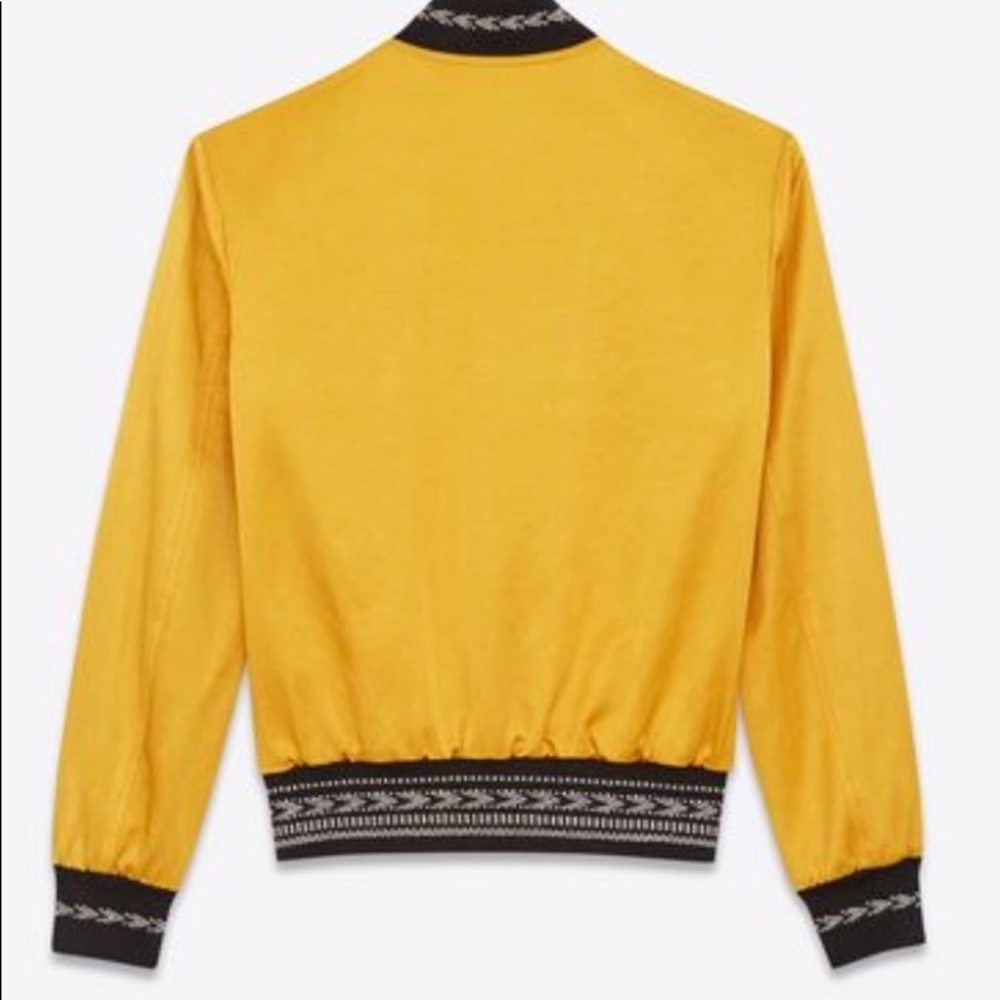 Saint Laurent Yellow Ikat Teddy Bomber Jacket - Picture 2 of 3